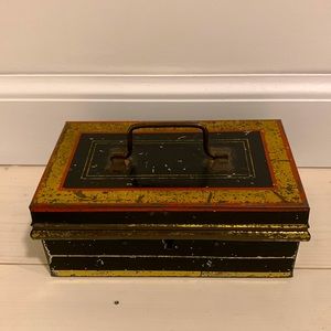 Vintage Metal Box With Compartments + Handle